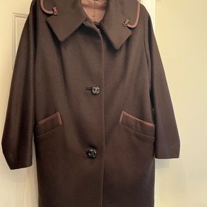 Vintage EUC dark brown coat with rosette buttons and bows. Like new!